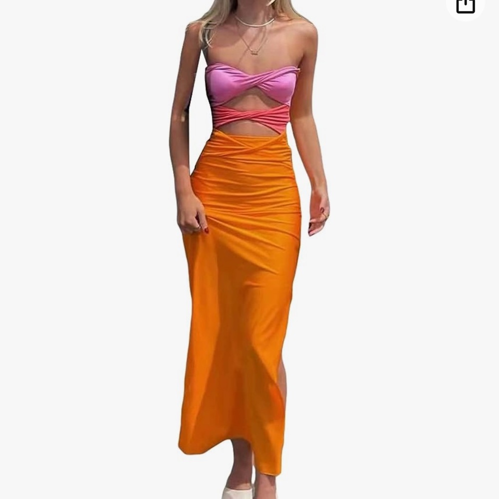 Orange and Pink twist dress